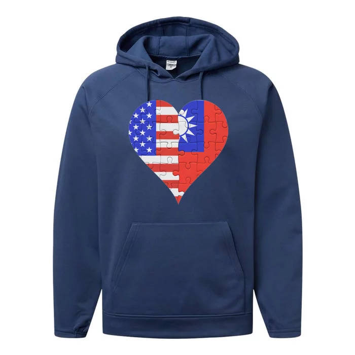 American Taiwanese Flag Heart Funny Gift Performance Fleece Hoodie