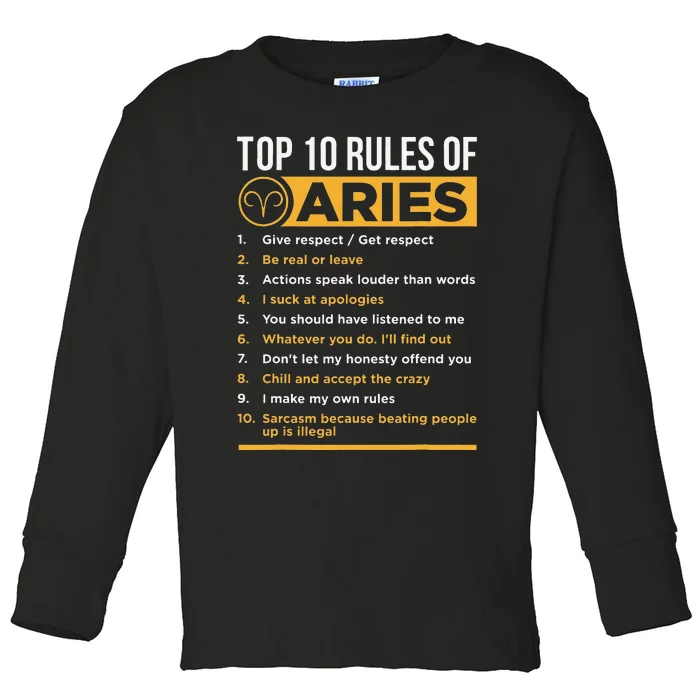 Aries Traits Facts Horoscope Zodiac Astrological Sign Gift Toddler Long Sleeve Shirt