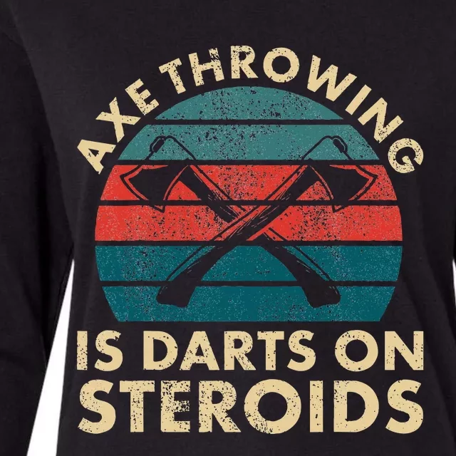 Axe Throwing Funny Hatchet Lumberjack Hobby Ax Throwing Womens Cotton Relaxed Long Sleeve T-Shirt