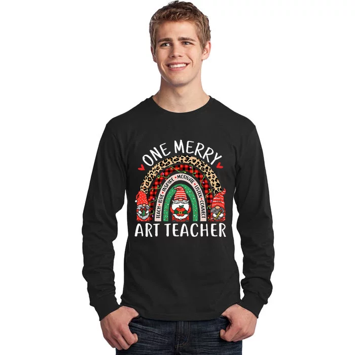 Art Teacher Funny Gnomes Christmas Teacher Rainbow Tall Long Sleeve T-Shirt