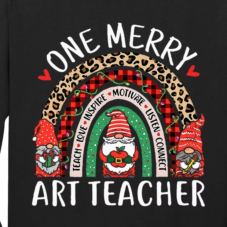 Art Teacher Funny Gnomes Christmas Teacher Rainbow Tall Long Sleeve T-Shirt