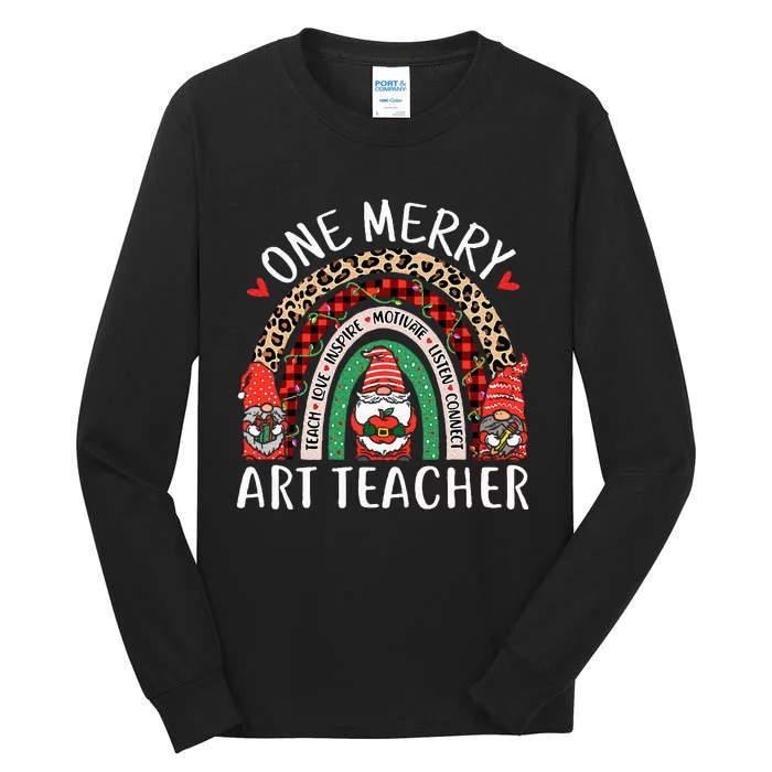 Art Teacher Funny Gnomes Christmas Teacher Rainbow Tall Long Sleeve T-Shirt