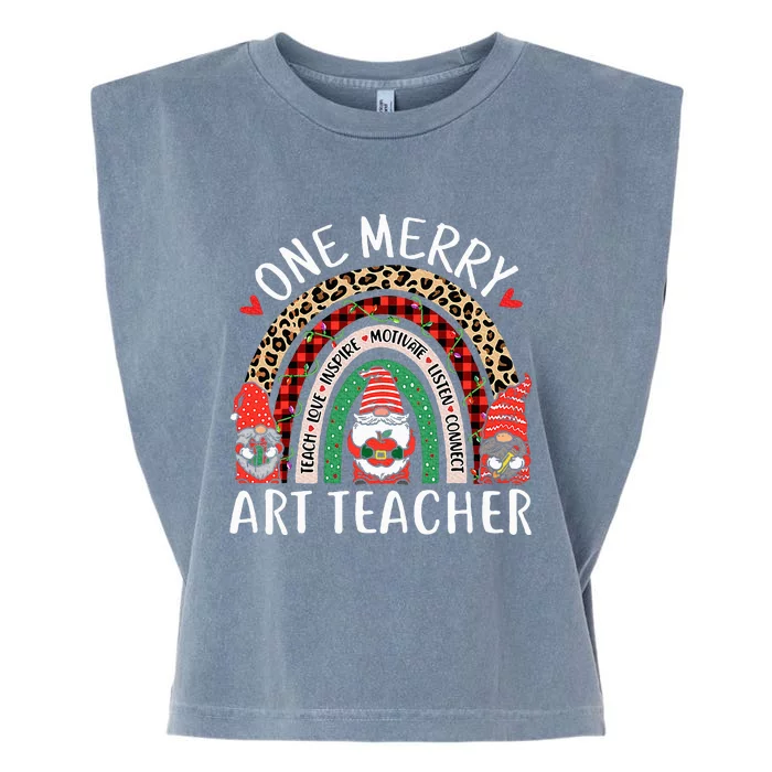 Art Teacher Funny Gnomes Christmas Teacher Rainbow Garment-Dyed Women's Muscle Tee