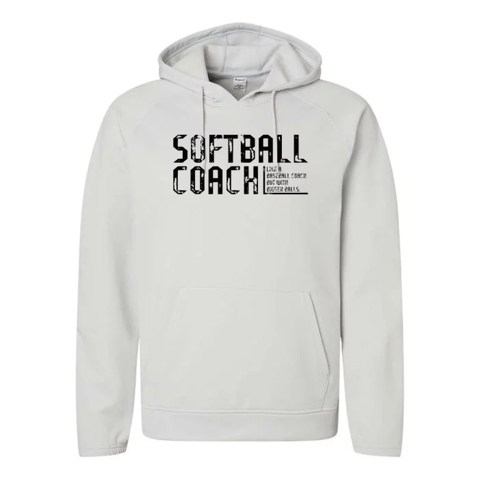 AS Tees Funny Comical Softball Coach Baseball Bigger Balls Performance Fleece Hoodie