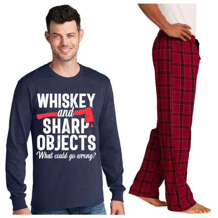 Axe Throwing Funny Targets Hatchet Lumberjack Gift Long Sleeve Pajama Set