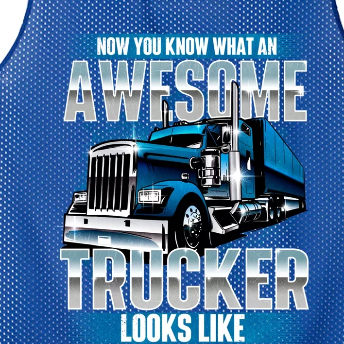 Awesome Trucker Funny Gift Semi Truck Driver Trucking Big Rig Trucker Gift Mesh Reversible Basketball Jersey Tank