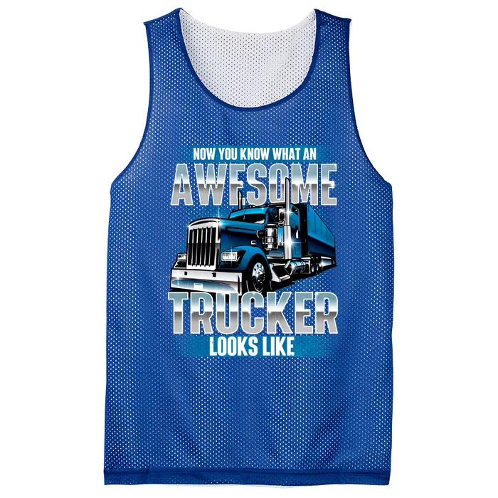 Awesome Trucker Funny Gift Semi Truck Driver Trucking Big Rig Trucker Gift Mesh Reversible Basketball Jersey Tank