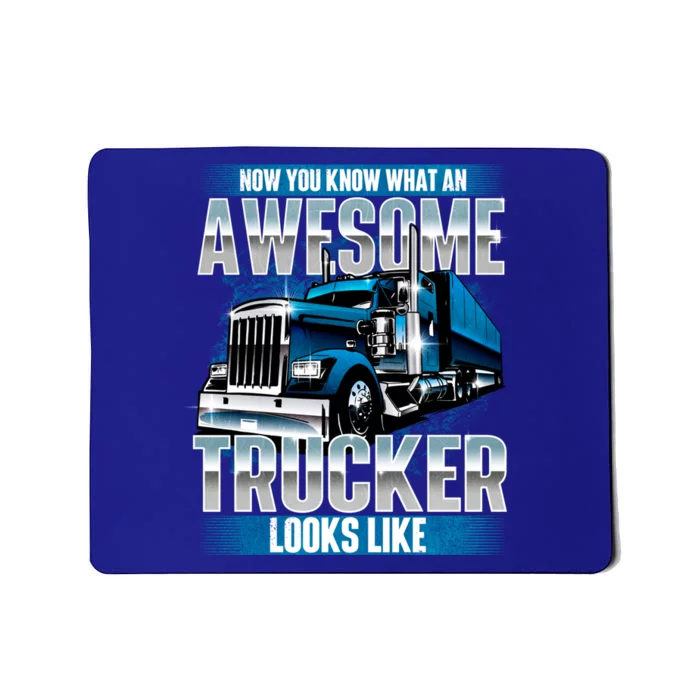 Awesome Trucker Funny Gift Semi Truck Driver Trucking Big Rig Trucker Gift Mousepad