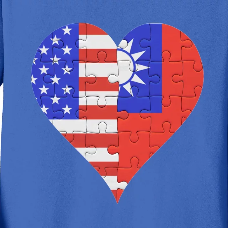 American Taiwanese Flag Heart Funny Gift Kids Long Sleeve Shirt