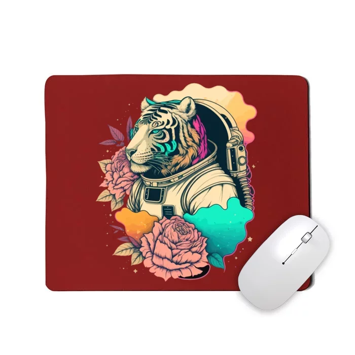 Astronaut Tiger Flowery Design Mousepad