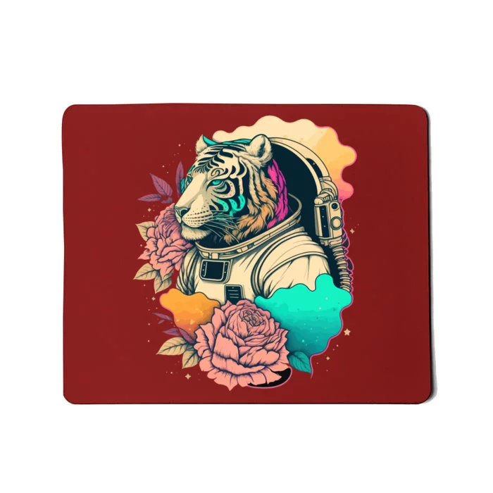 Astronaut Tiger Flowery Design Mousepad