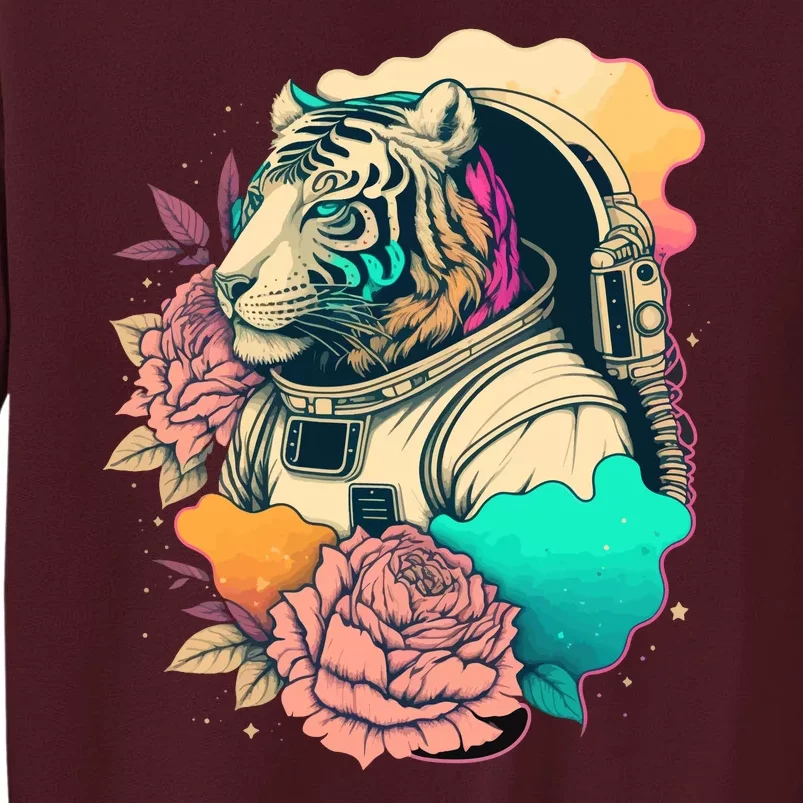 Astronaut Tiger Flowery Design Tall Sweatshirt