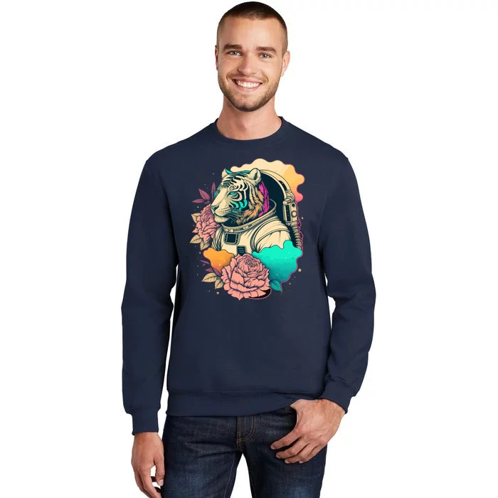 Astronaut Tiger Flowery Design Sweatshirt