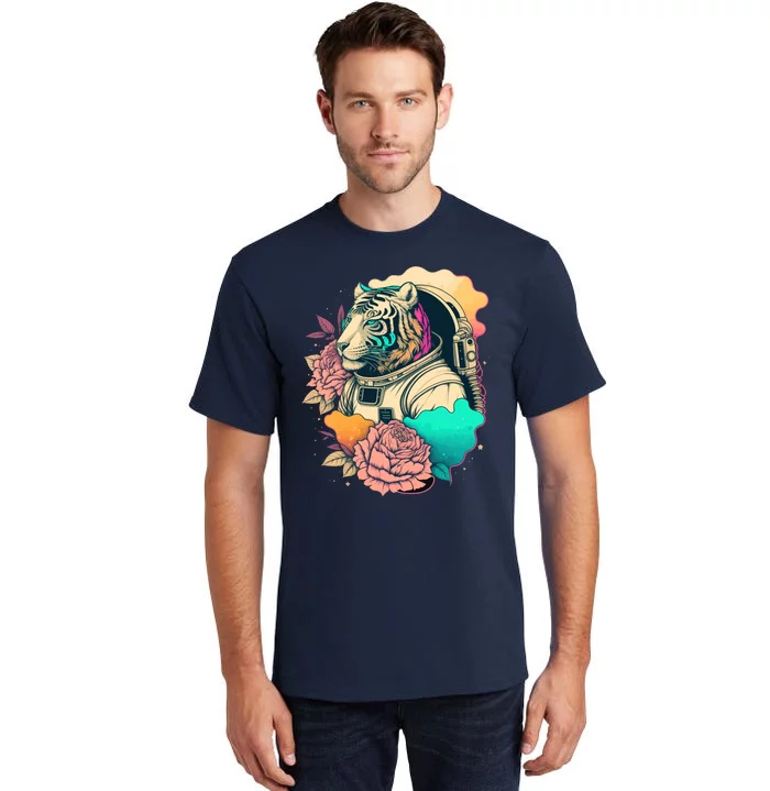 Astronaut Tiger Flowery Design Tall T-Shirt