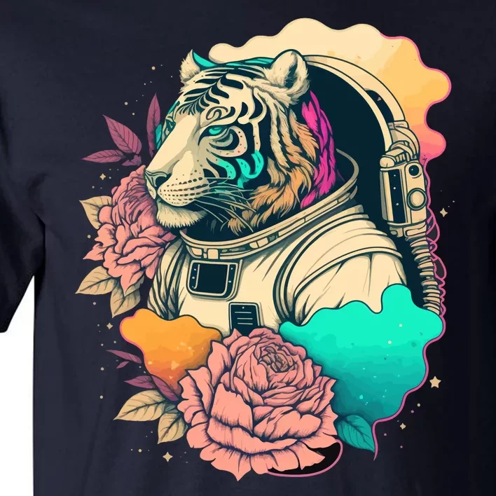 Astronaut Tiger Flowery Design Tall T-Shirt