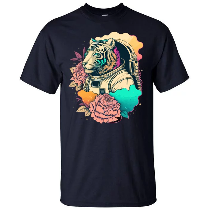 Astronaut Tiger Flowery Design Tall T-Shirt