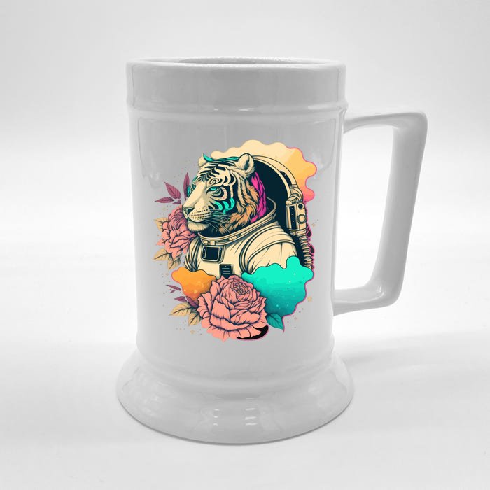 Astronaut Tiger Flowery Design Front & Back Beer Stein