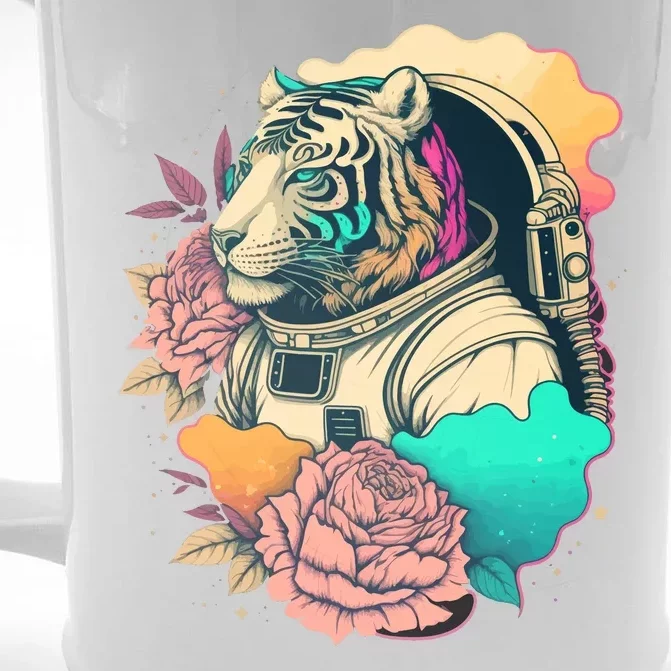 Astronaut Tiger Flowery Design Front & Back Beer Stein