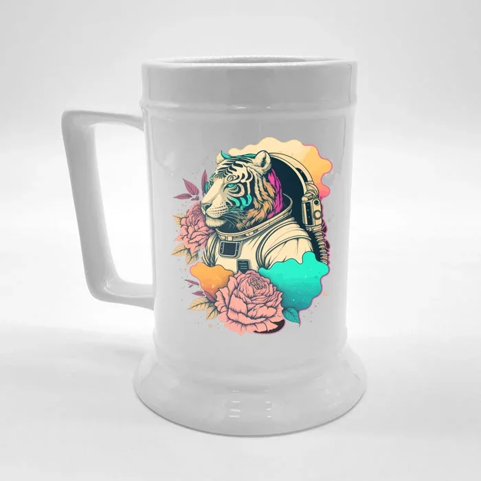 Astronaut Tiger Flowery Design Front & Back Beer Stein