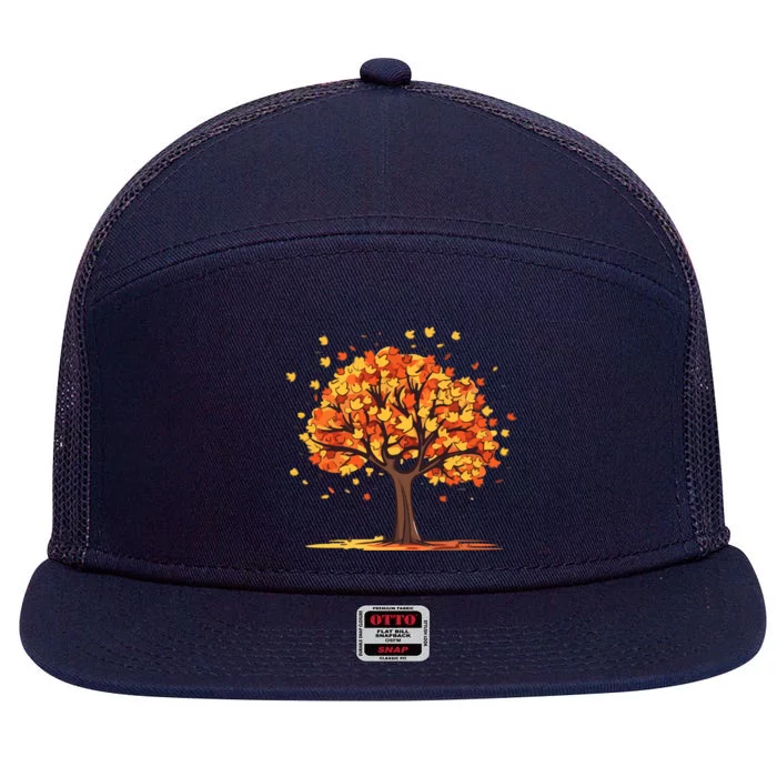 Autumn Tree Fall Lover 7 Panel Mesh Trucker Snapback Hat