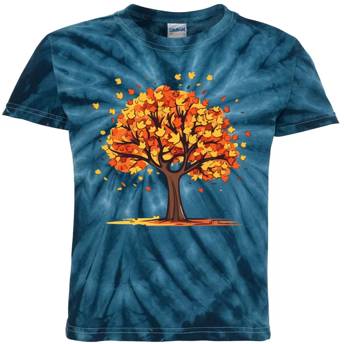 Autumn Tree Fall Lover Kids Tie-Dye T-Shirt