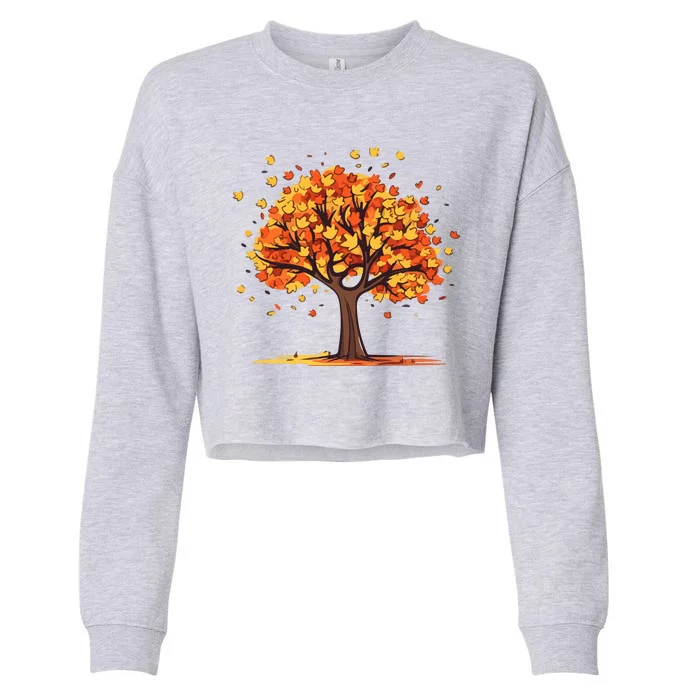 Autumn Tree Fall Lover Cropped Pullover Crew