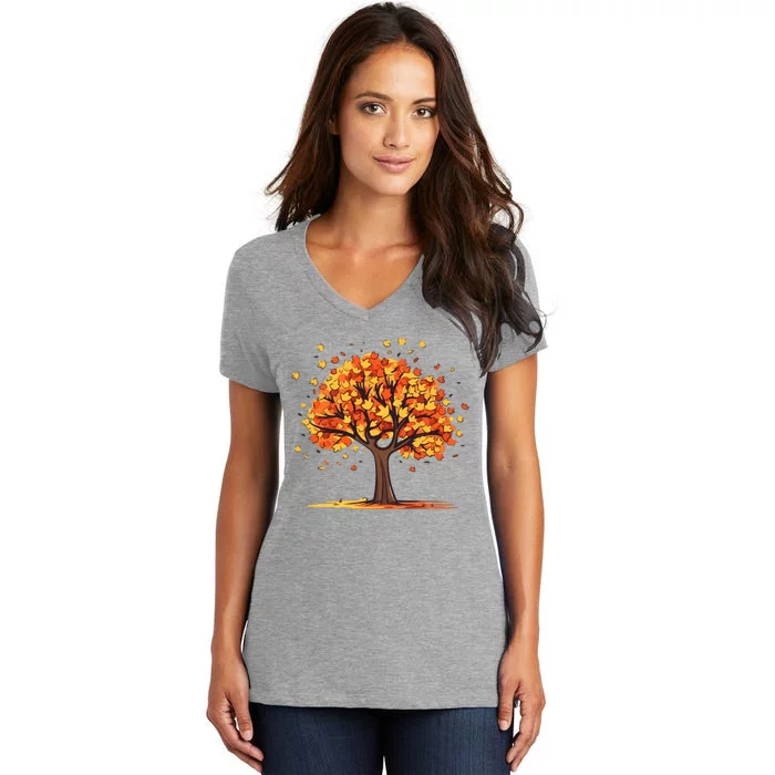 Autumn Tree Fall Lover Women's V-Neck T-Shirt