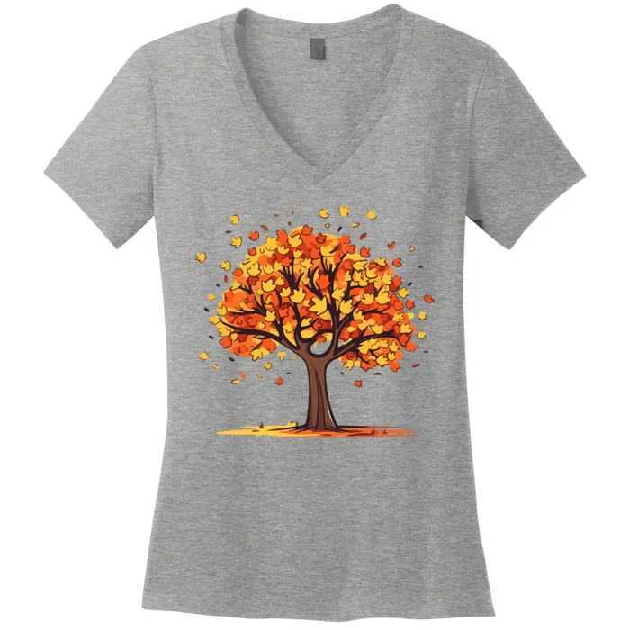 Autumn Tree Fall Lover Women's V-Neck T-Shirt