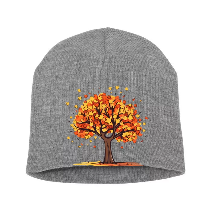 Autumn Tree Fall Lover Short Acrylic Beanie