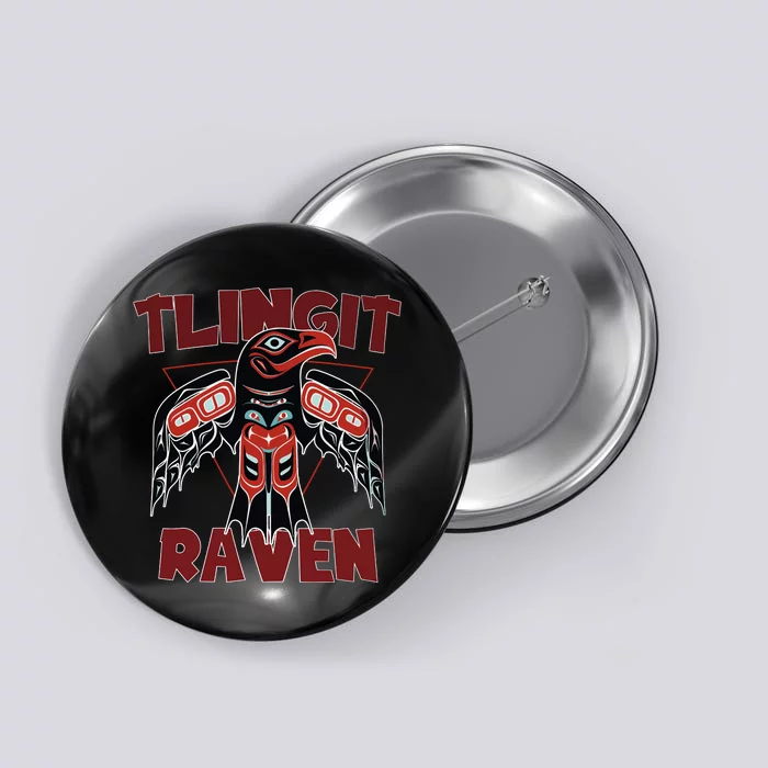 Alaska Tlingit For Native Raven Totem Button