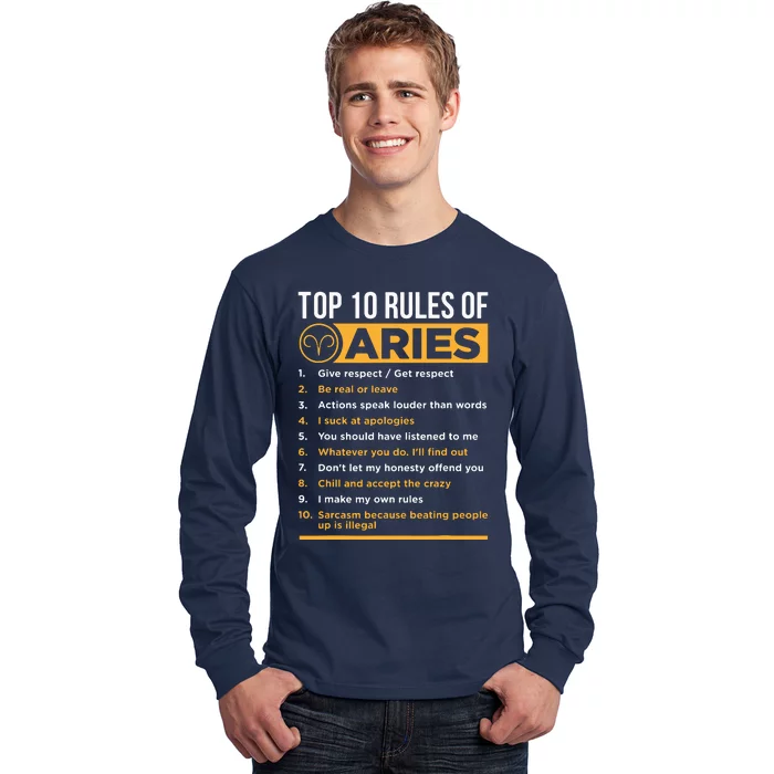 Aries Traits Facts Horoscope Zodiac Astrological Sign Gift Long Sleeve Shirt