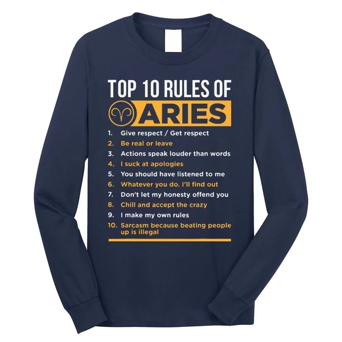 Aries Traits Facts Horoscope Zodiac Astrological Sign Gift Long Sleeve Shirt