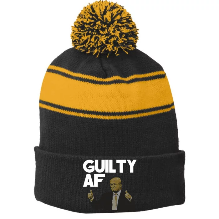 Anti Trump Guilty Af The Documents Though Stripe Pom Pom Beanie