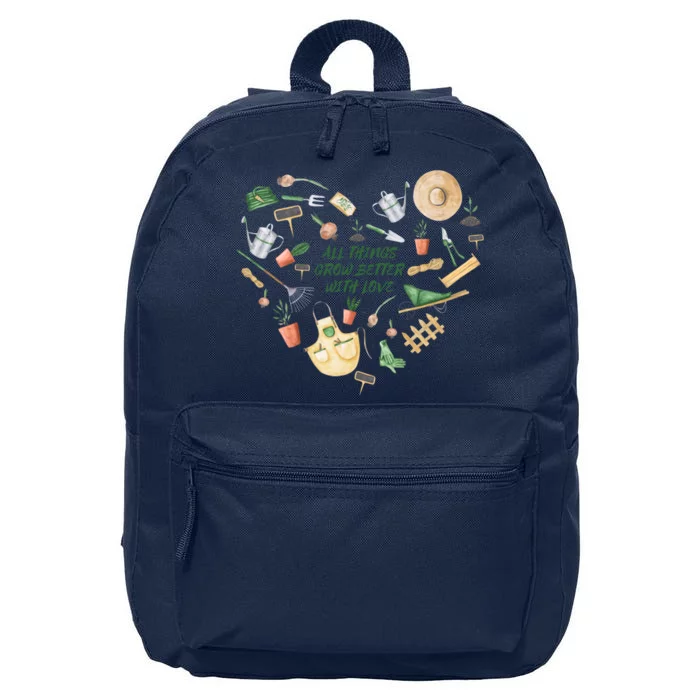 All Things Grow Better With Love Love Gardening Heart 16 in Basic Backpack