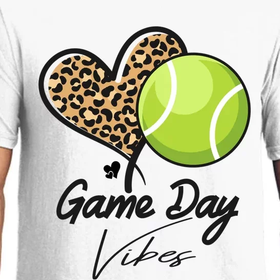 America Tennis Game Day Vibes Tennis Mom Leopard Gift Pajama Set