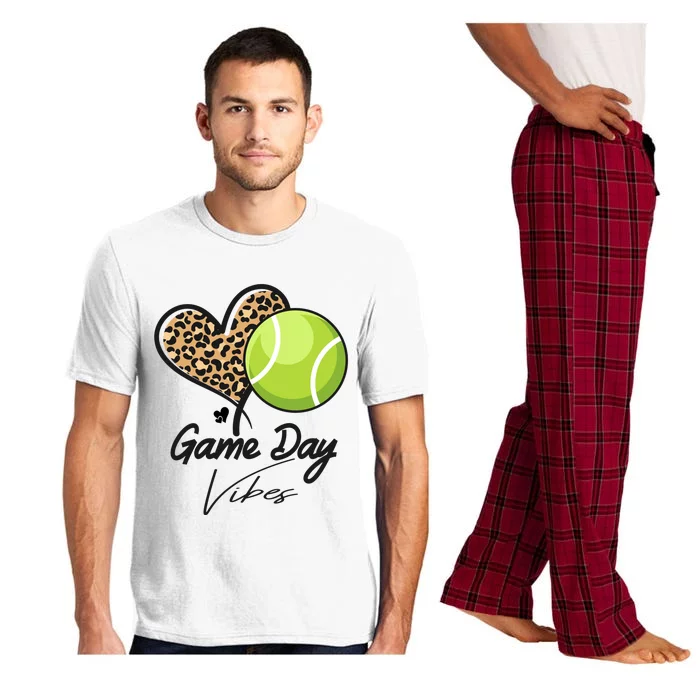 America Tennis Game Day Vibes Tennis Mom Leopard Gift Pajama Set