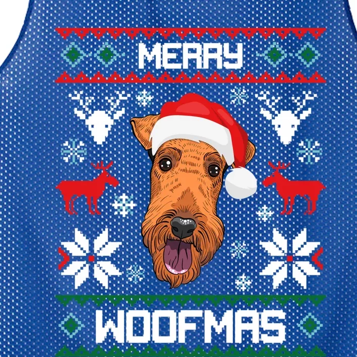 Airedale Terrier Gift For Merry Christmas Woofmas Clothes Gift Mesh Reversible Basketball Jersey Tank