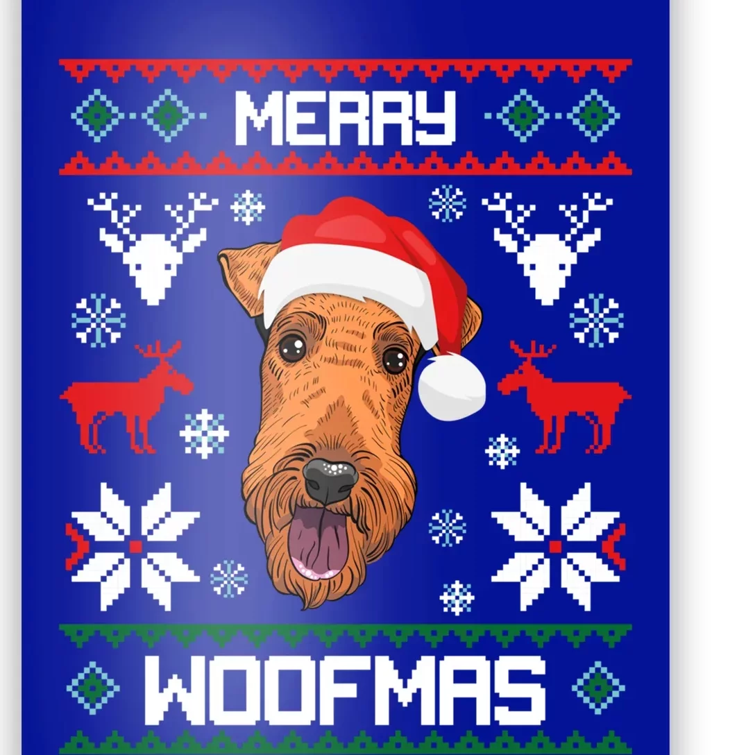 Airedale Terrier Gift For Merry Christmas Woofmas Clothes Gift Poster