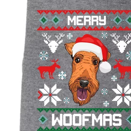 Airedale Terrier Gift For Merry Christmas Woofmas Clothes Gift Doggie 3-End Fleece Hoodie