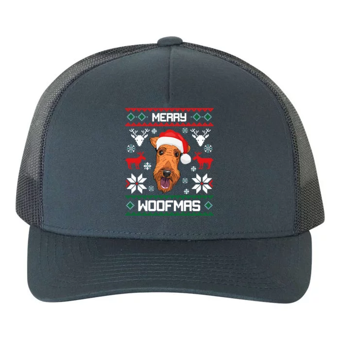 Airedale Terrier Gift For Merry Christmas Woofmas Clothes Gift Yupoong Adult 5-Panel Trucker Hat