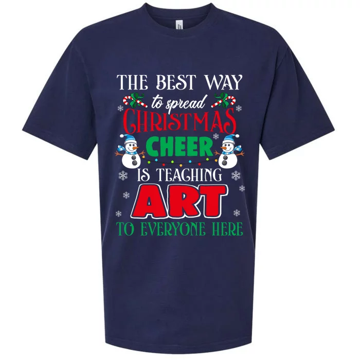 Art Teacher Gift Ugly Sweater Christmas Cheer Artist Sueded Cloud Jersey T-Shirt