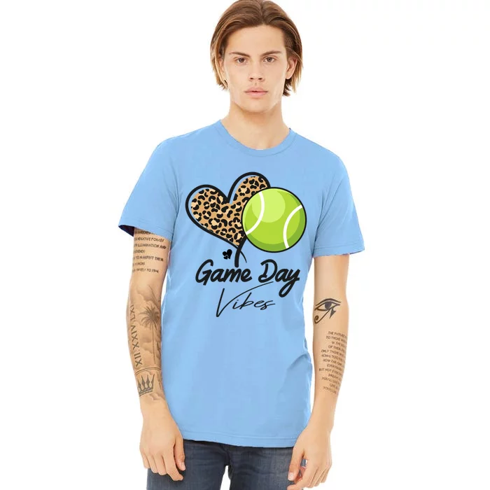 America Tennis Game Day Vibes Tennis Mom Leopard Gift Premium T-Shirt