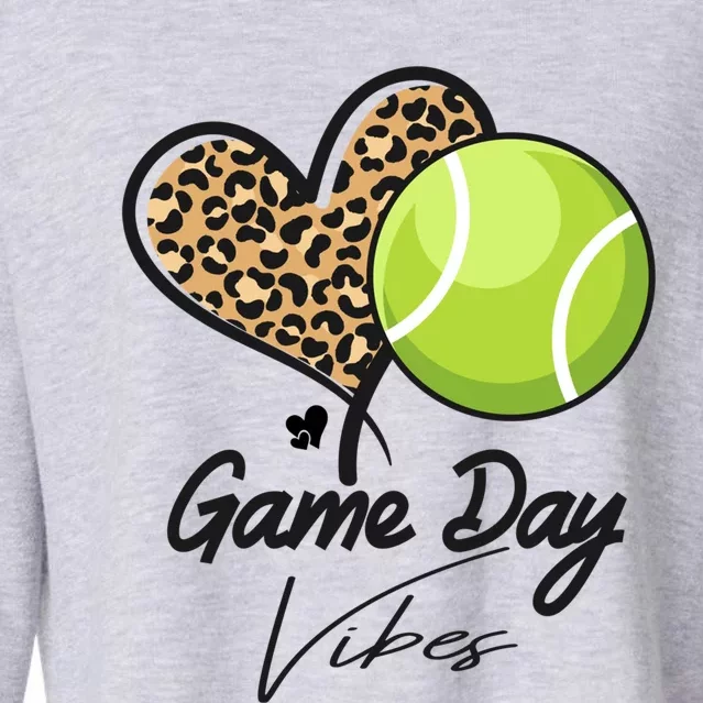 America Tennis Game Day Vibes Tennis Mom Leopard Gift Cropped Pullover Crew