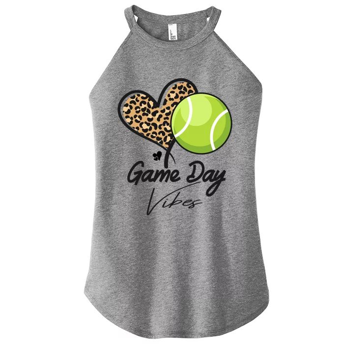 America Tennis Game Day Vibes Tennis Mom Leopard Gift Women’s Perfect Tri Rocker Tank