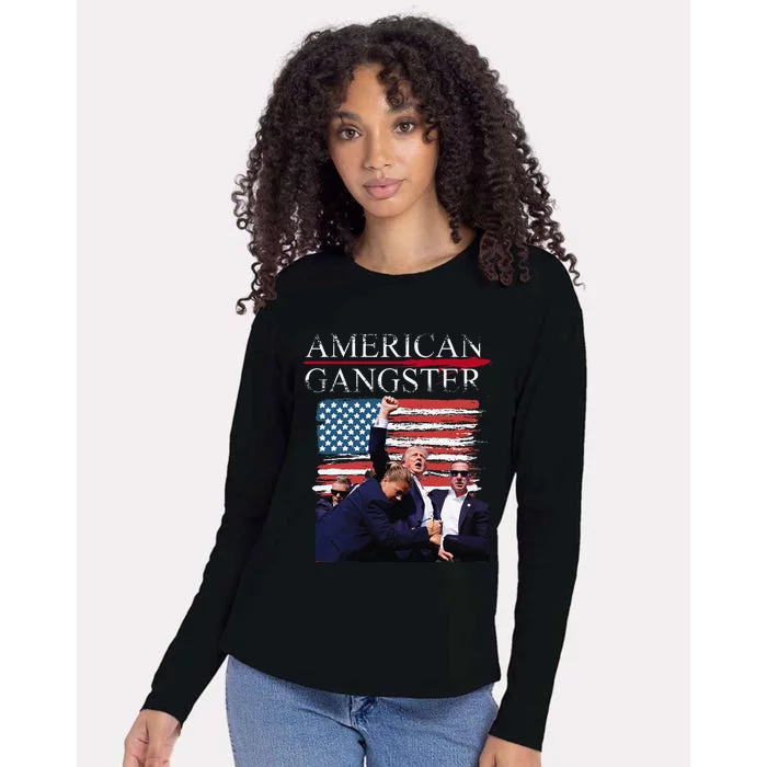 American Trump Gangster Womens Cotton Relaxed Long Sleeve T-Shirt