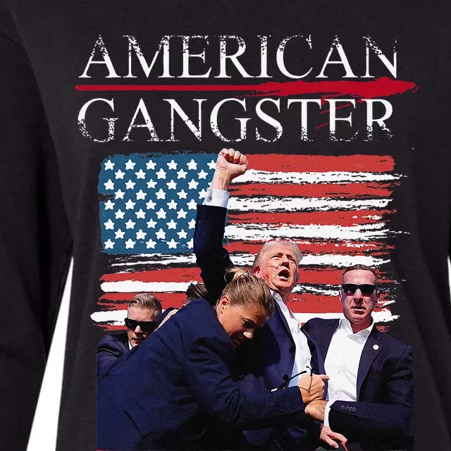 American Trump Gangster Womens Cotton Relaxed Long Sleeve T-Shirt