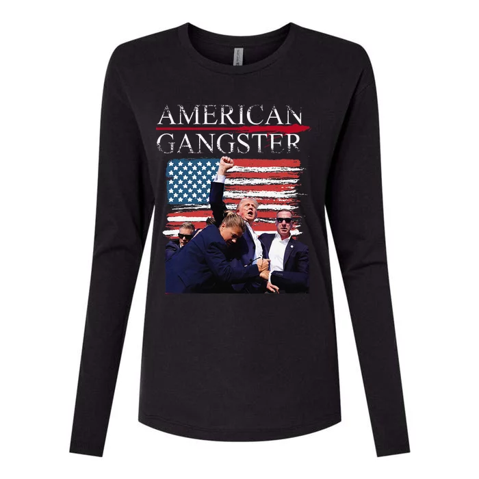 American Trump Gangster Womens Cotton Relaxed Long Sleeve T-Shirt