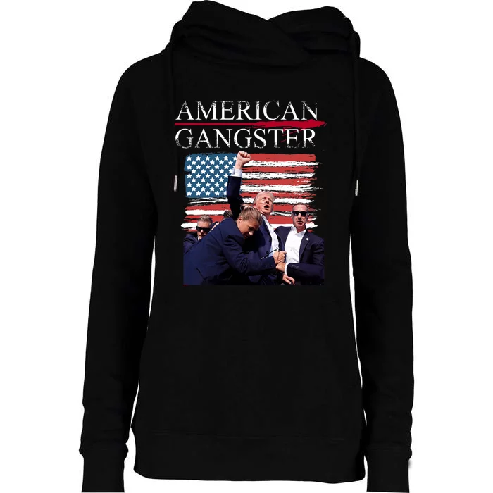 American Trump Gangster Womens Funnel Neck Pullover Hood