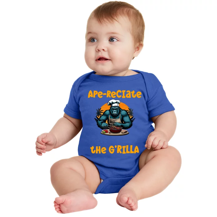 Appreciate The Grilla Master Bbq Griller Fun Pun Gift Baby Bodysuit