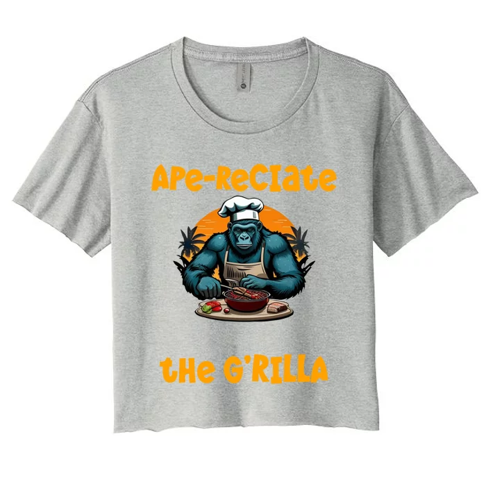 Appreciate The Grilla Master Bbq Griller Fun Pun Gift Women's Crop Top Tee